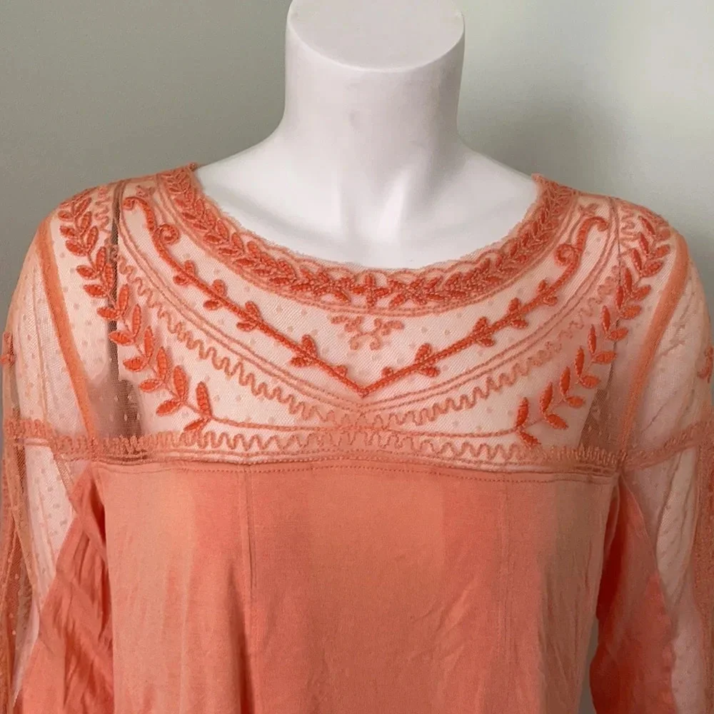 Free People Jojo Mixed Media Long Sleeve Top Havana Sands Medium